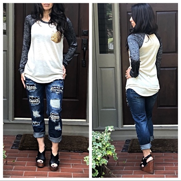 ✨LAST ONE✨Raglan sequins pocket long sleeves top - Picture 3 of 7